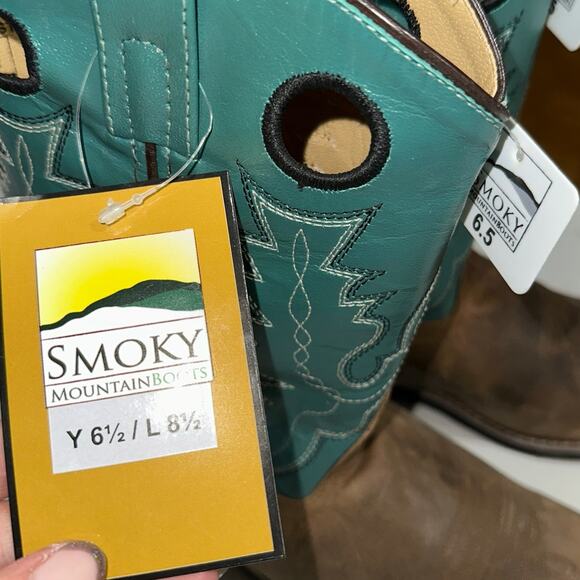 Smoky Mountain Girls' Turquoise/Brown Pueblo Western Boots Square Toe, Size 6.5Y - Picture 4 of 8